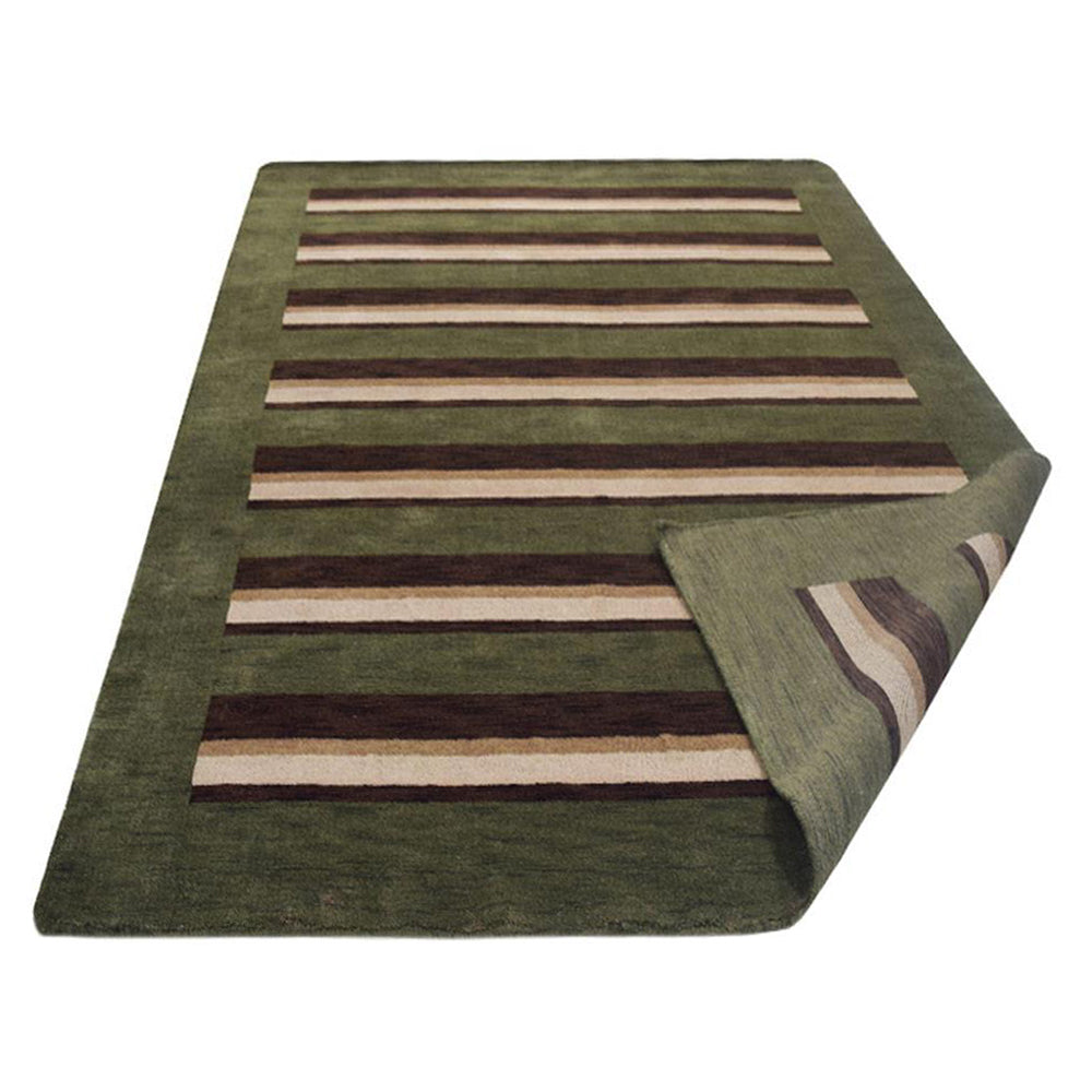 Hand Knotted Wool Area Rug Contemporary Brown Beige L00904