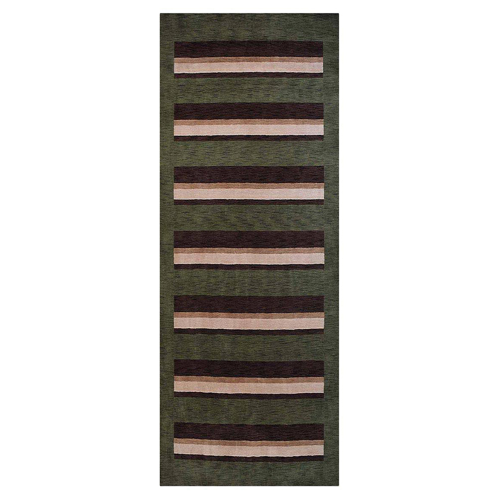 Hand Knotted Wool Area Rug Contemporary Brown Beige L00904