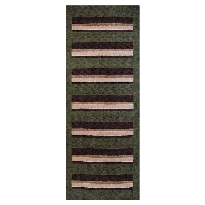 Hand Knotted Wool Area Rug Contemporary Brown Beige L00904