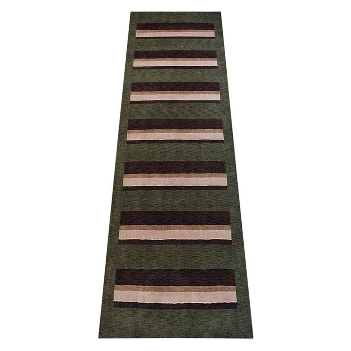 Hand Knotted Wool Area Rug Contemporary Brown Beige L00904