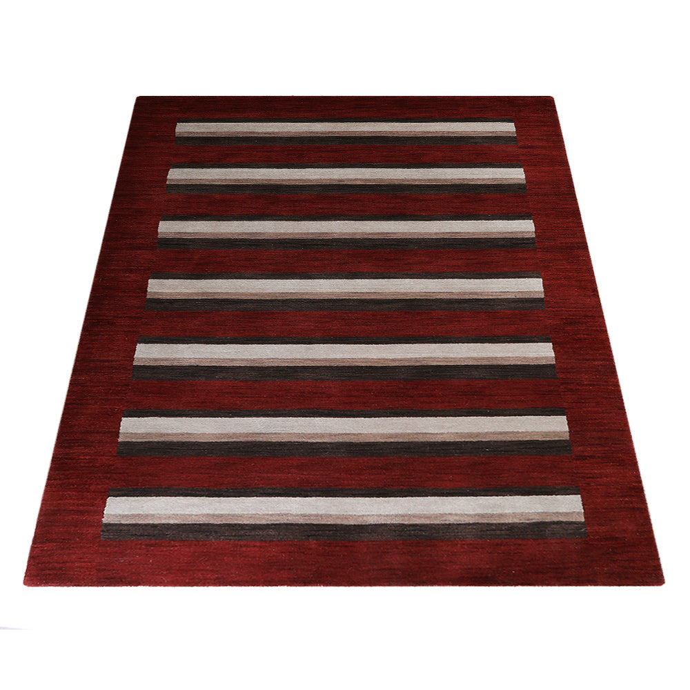 Hand Knotted Wool Area Rug Contemporary Brown Beige L00904