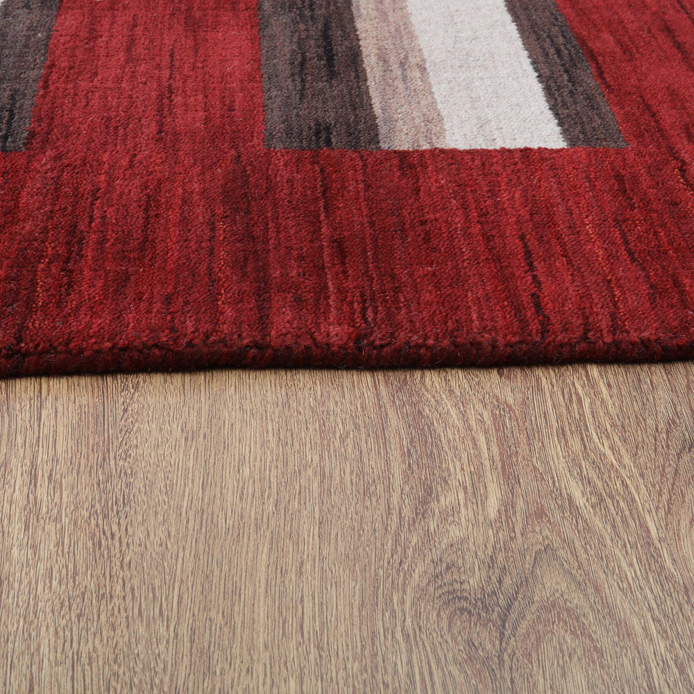 Hand Knotted Wool Area Rug Contemporary Brown Beige L00904