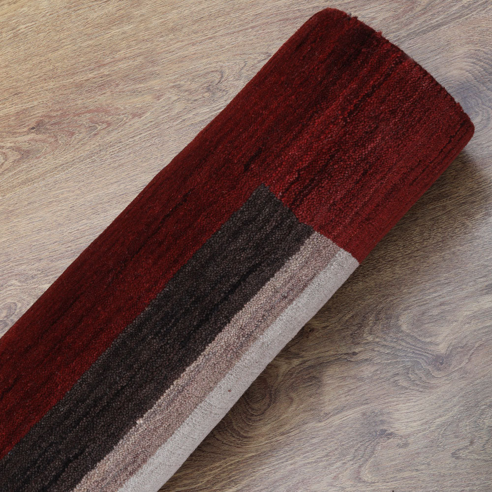 Hand Knotted Wool Area Rug Contemporary Brown Beige L00904