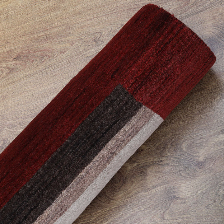 Hand Knotted Wool Area Rug Contemporary Brown Beige L00904