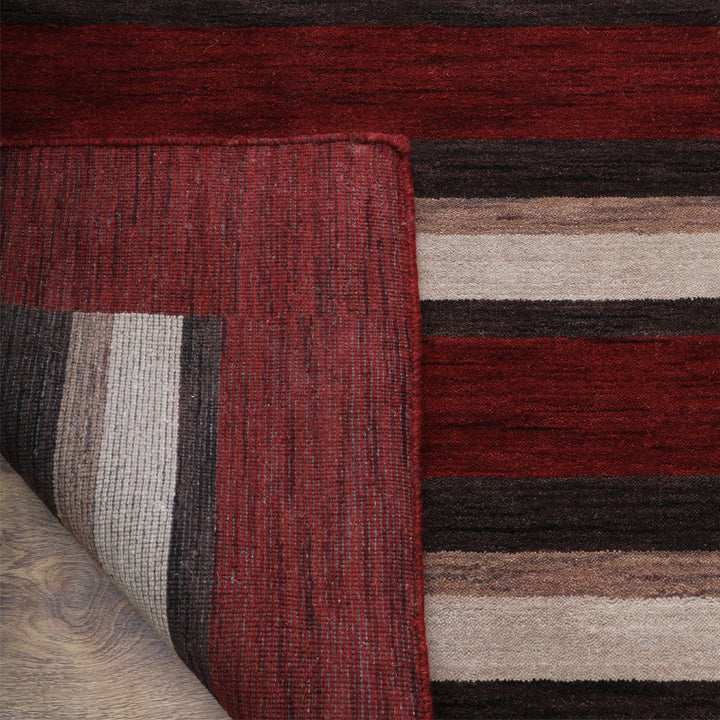Hand Knotted Wool Area Rug Contemporary Brown Beige L00904