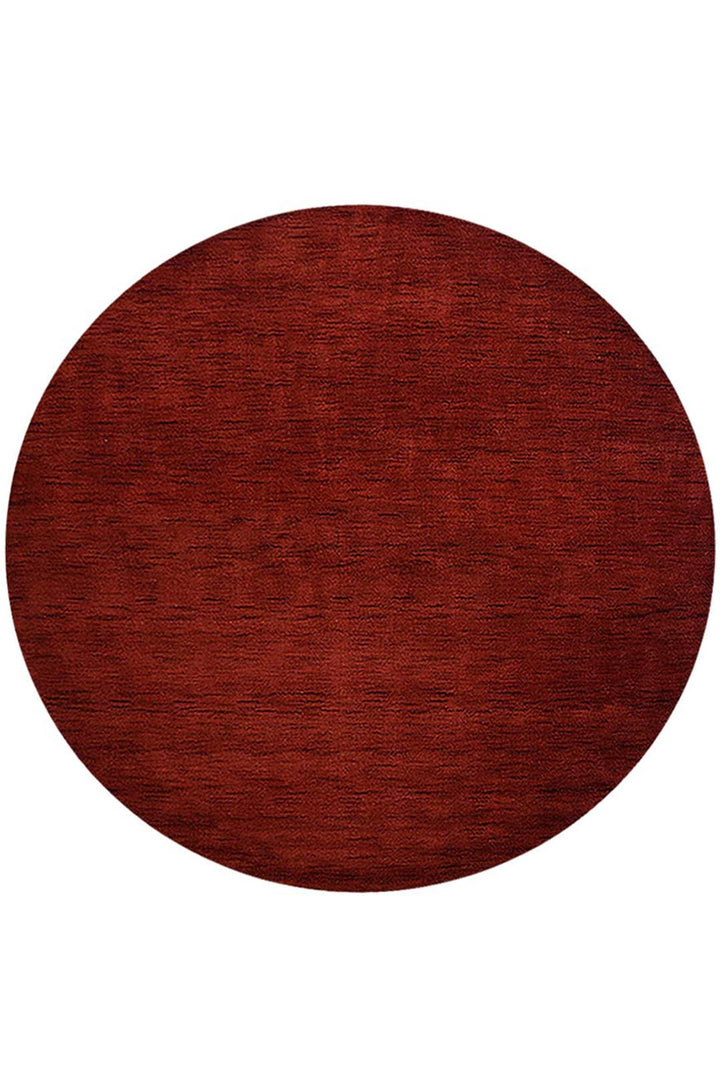 Dark Red Solid Hand-Knotted Wool Rug