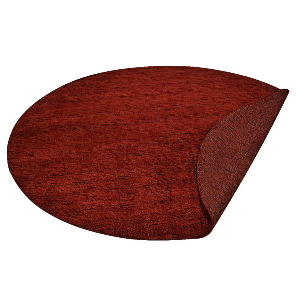 Dark Red Solid Hand-Knotted Wool Rug
