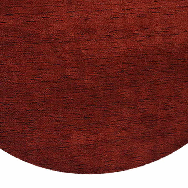Dark Red Solid Hand-Knotted Wool Rug