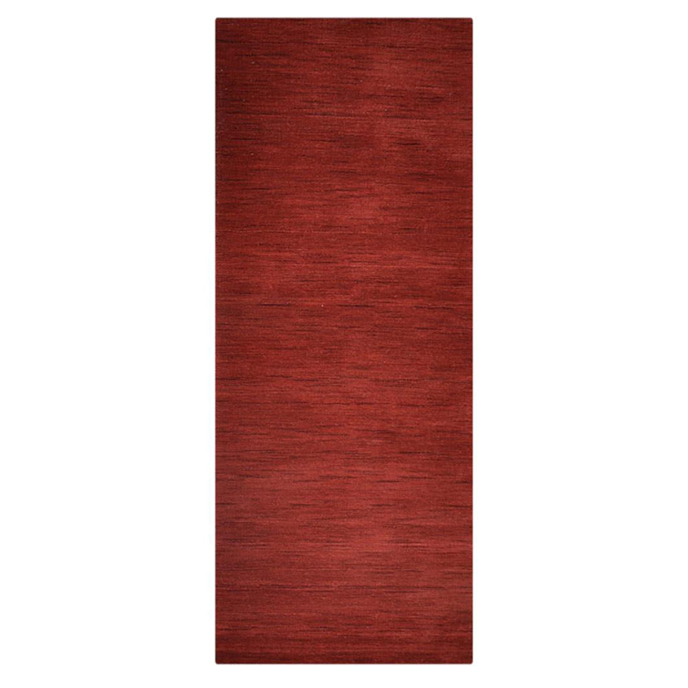 Dark Red Solid Hand-Knotted Wool Rug