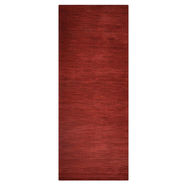 Dark Red Solid Hand-Knotted Wool Rug