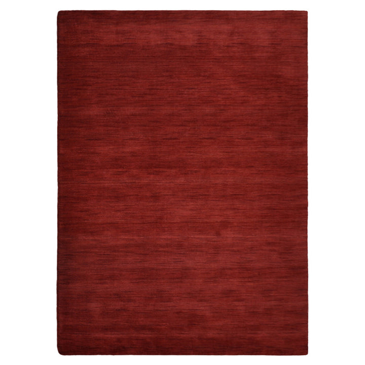 Dark Red Solid Hand-Knotted Wool Rug
