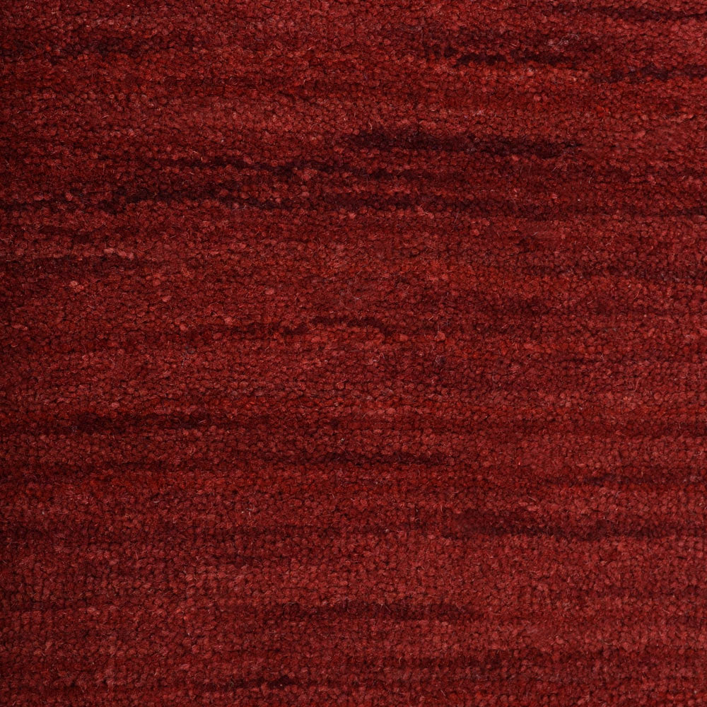 Dark Red Solid Hand-Knotted Wool Rug