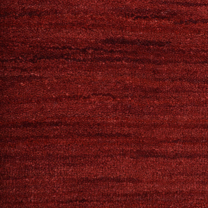 Dark Red Solid Hand-Knotted Wool Rug