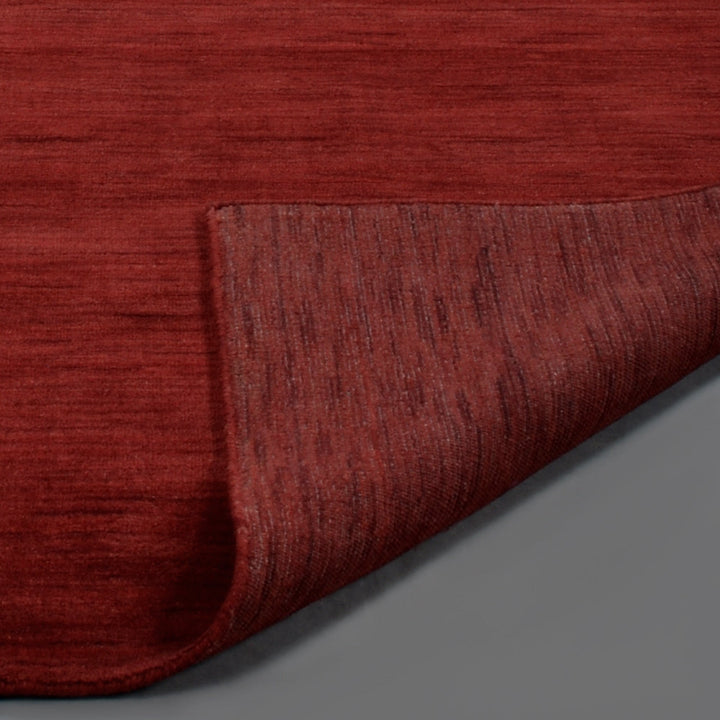 Dark Red Solid Hand-Knotted Wool Rug
