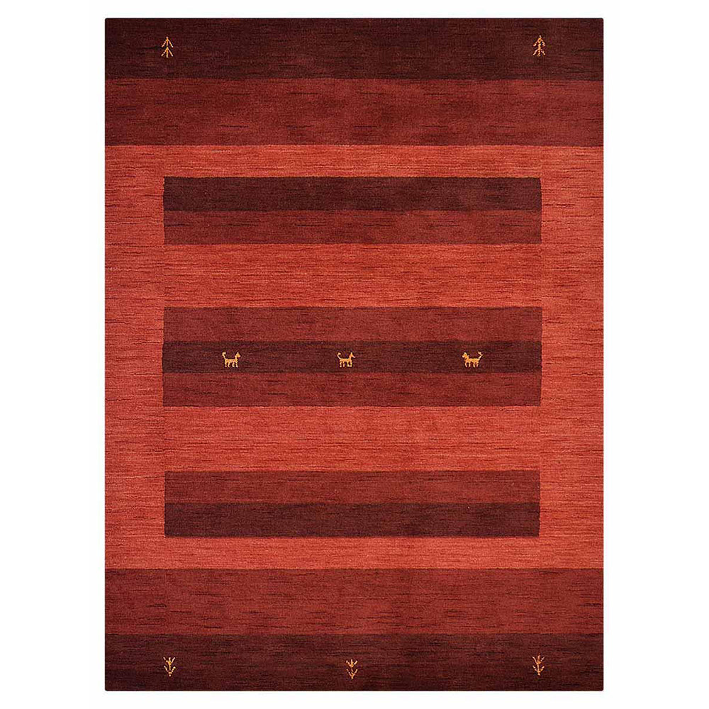 Hand Knotted Wool Area Rug Contemporary Rust L0C904