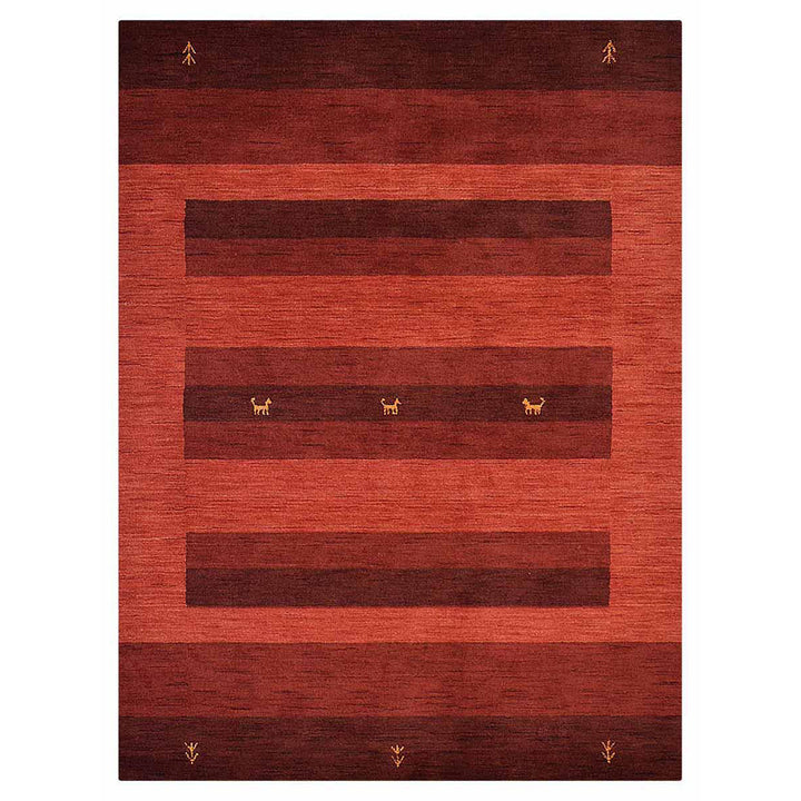 Hand Knotted Wool Area Rug Contemporary Rust L0C904