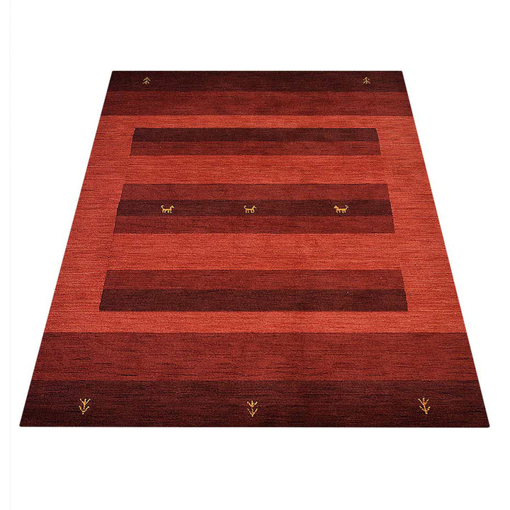 Hand Knotted Wool Area Rug Contemporary Rust L0C904
