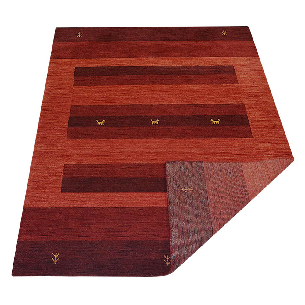 Hand Knotted Wool Area Rug Contemporary Rust L0C904