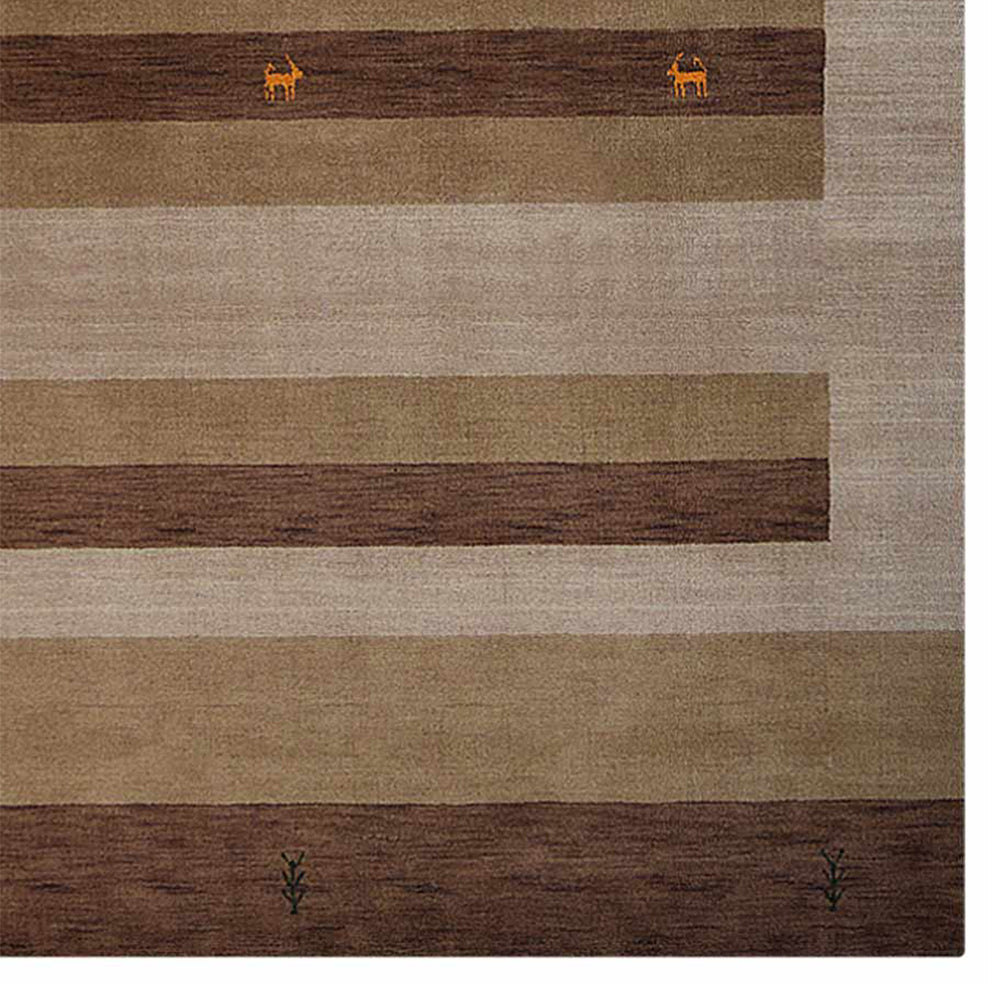 Hand Knotted Wool Area Rug Contemporary Rust L0C904