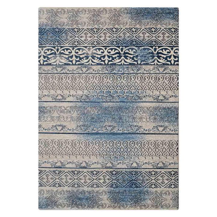 Machine Woven Heatset Polypropylene Area Rug Contemporary Beige Blue M00005