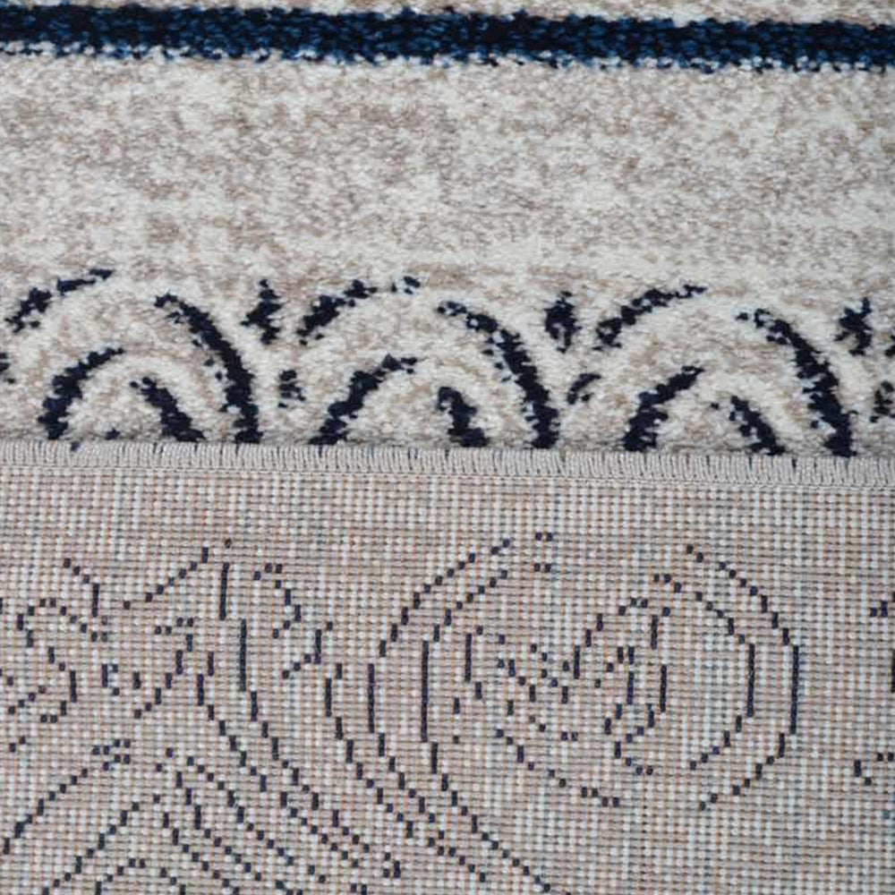 Machine Woven Heatset Polypropylene Area Rug Contemporary Beige Blue M00005