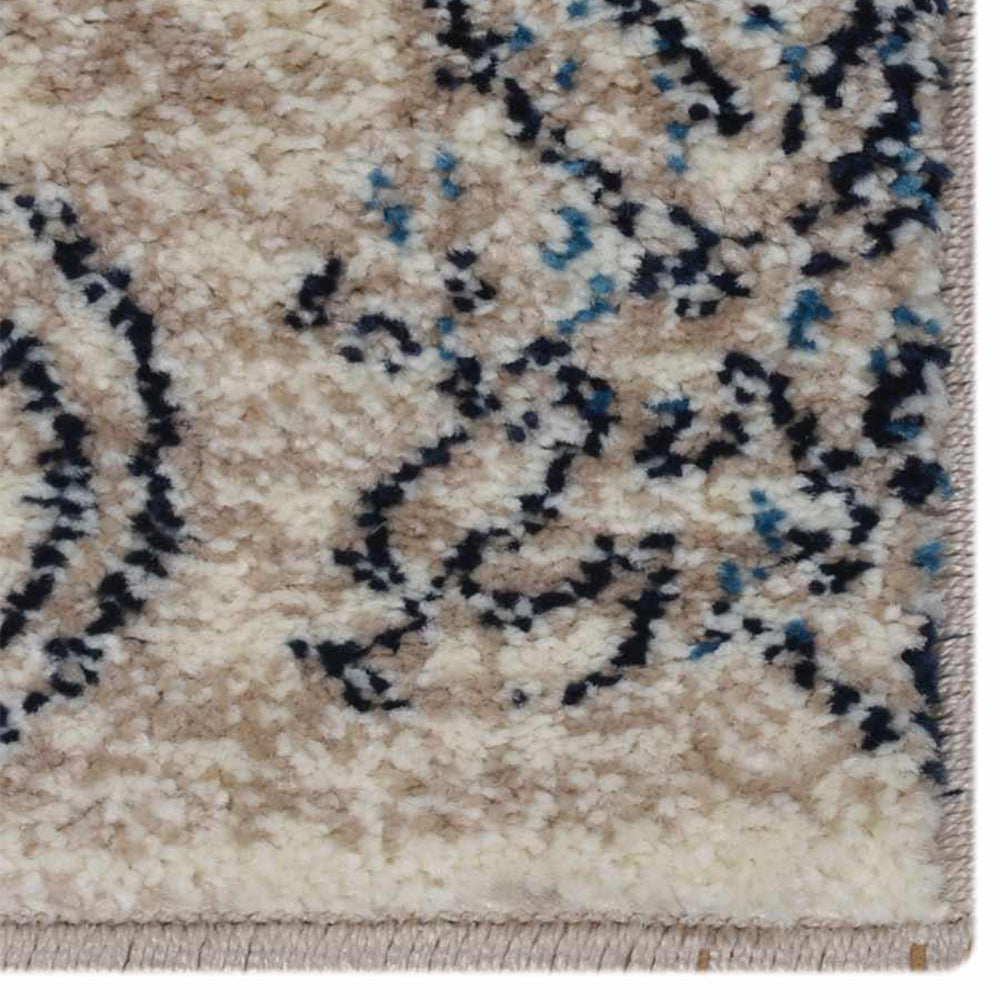 Machine Woven Heatset Polypropylene Area Rug Contemporary Beige Blue M00005