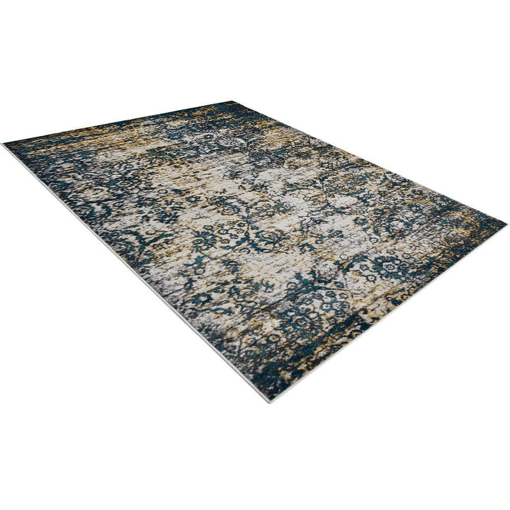 Machine Woven Heatset Polypropylene Area Rug Floral Beige Blue M00006