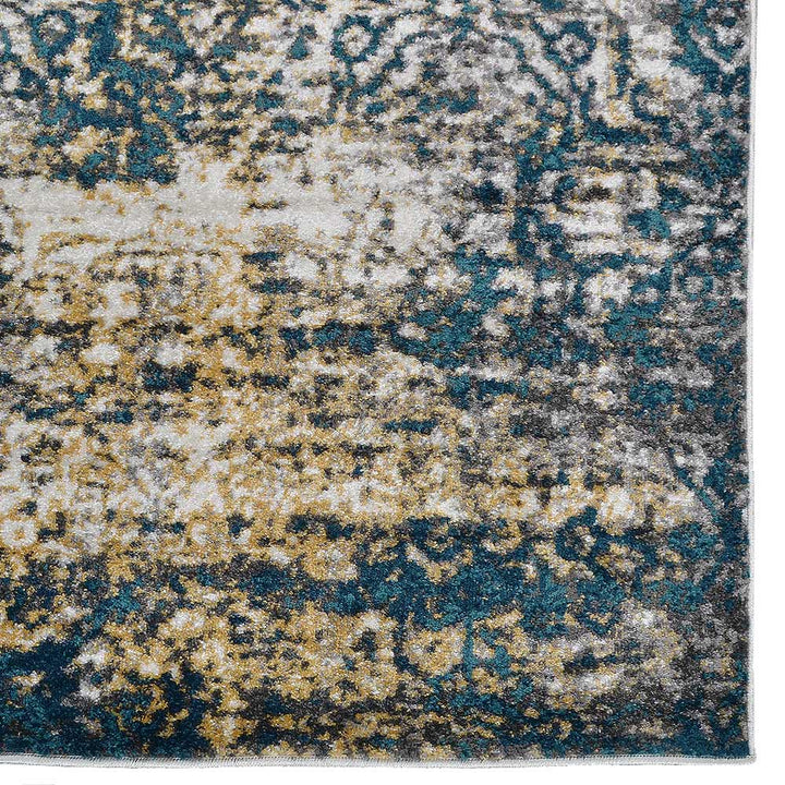 Machine Woven Heatset Polypropylene Area Rug Floral Beige Blue M00006