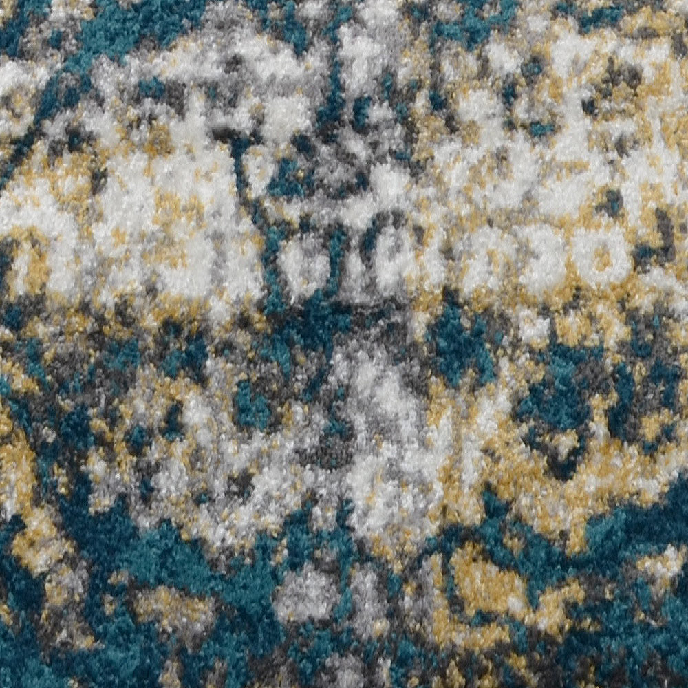 Machine Woven Heatset Polypropylene Area Rug Floral Beige Blue M00006