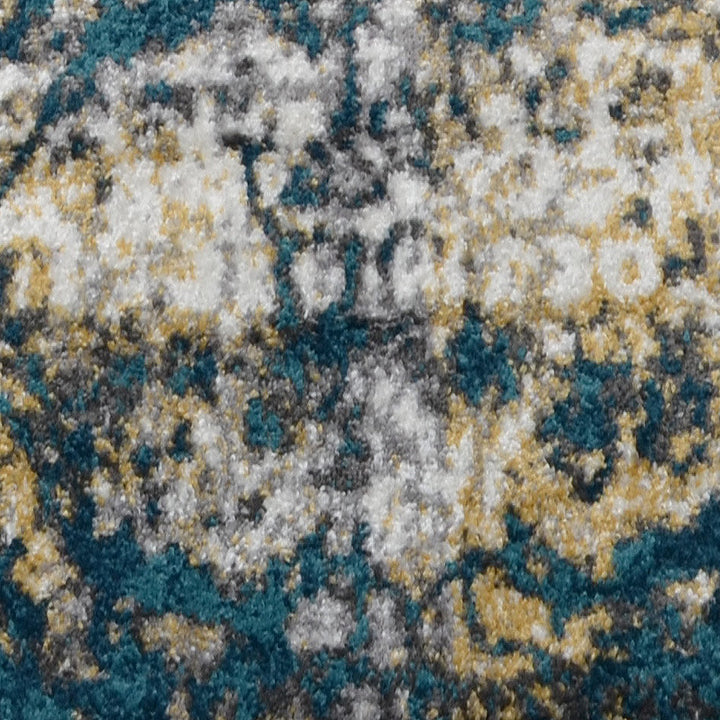 Machine Woven Heatset Polypropylene Area Rug Floral Beige Blue M00006
