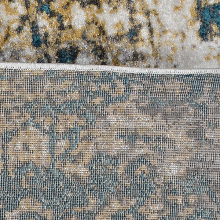 Machine Woven Heatset Polypropylene Area Rug Floral Beige Blue M00006