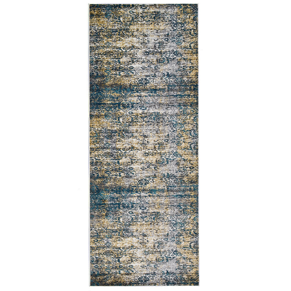 Machine Woven Heatset Polypropylene Area Rug Floral Beige Blue M00006