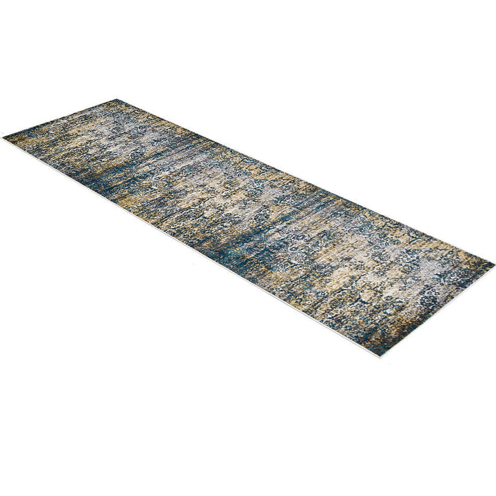 Machine Woven Heatset Polypropylene Area Rug Floral Beige Blue M00006