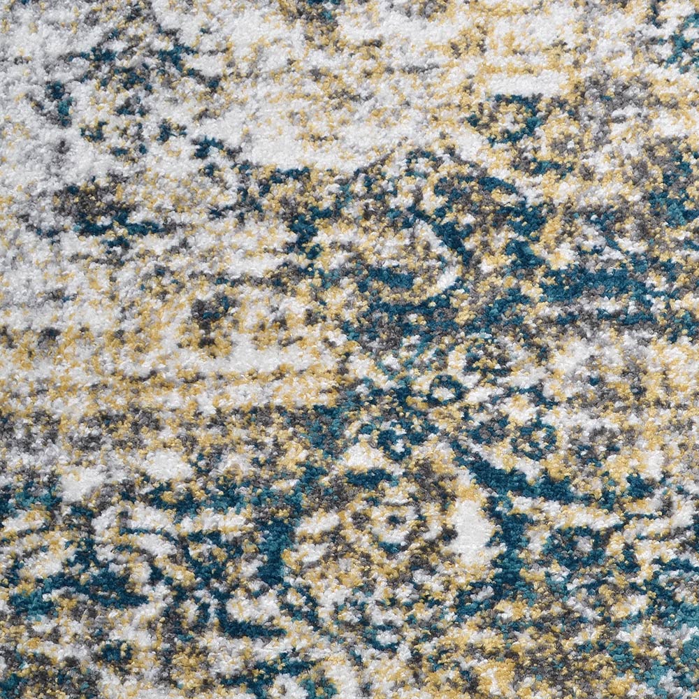 Machine Woven Heatset Polypropylene Area Rug Floral Beige Blue M00006