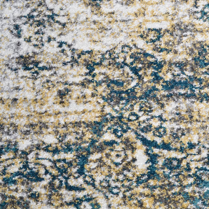 Machine Woven Heatset Polypropylene Area Rug Floral Beige Blue M00006