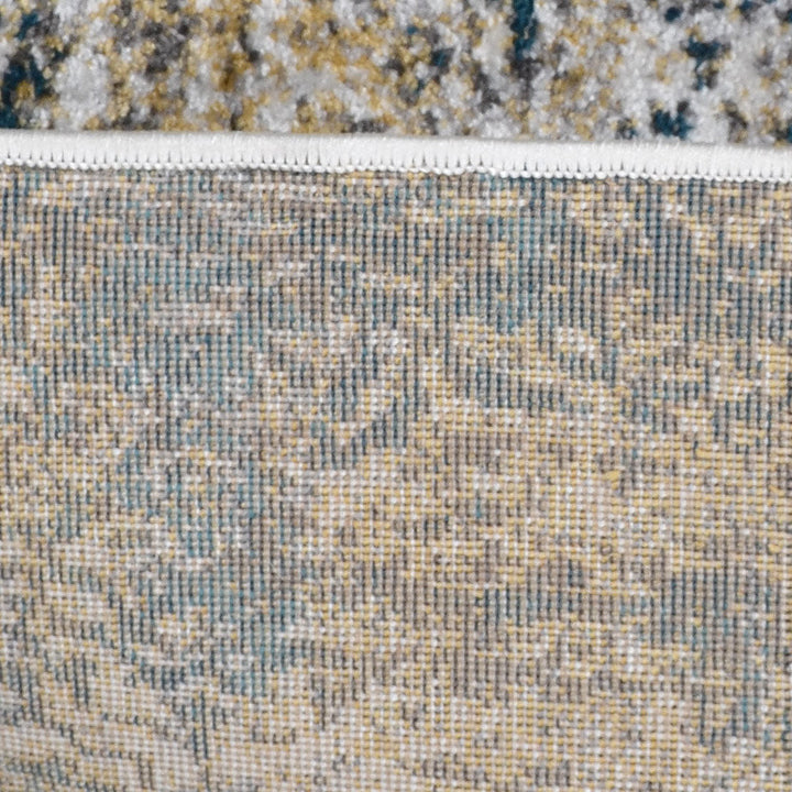 Machine Woven Heatset Polypropylene Area Rug Floral Beige Blue M00006