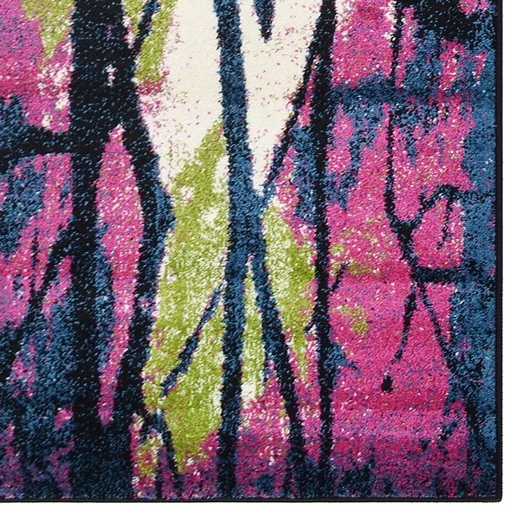 Machine Woven Heatset Polypropylene Area Rug Floral Multicolor M00008
