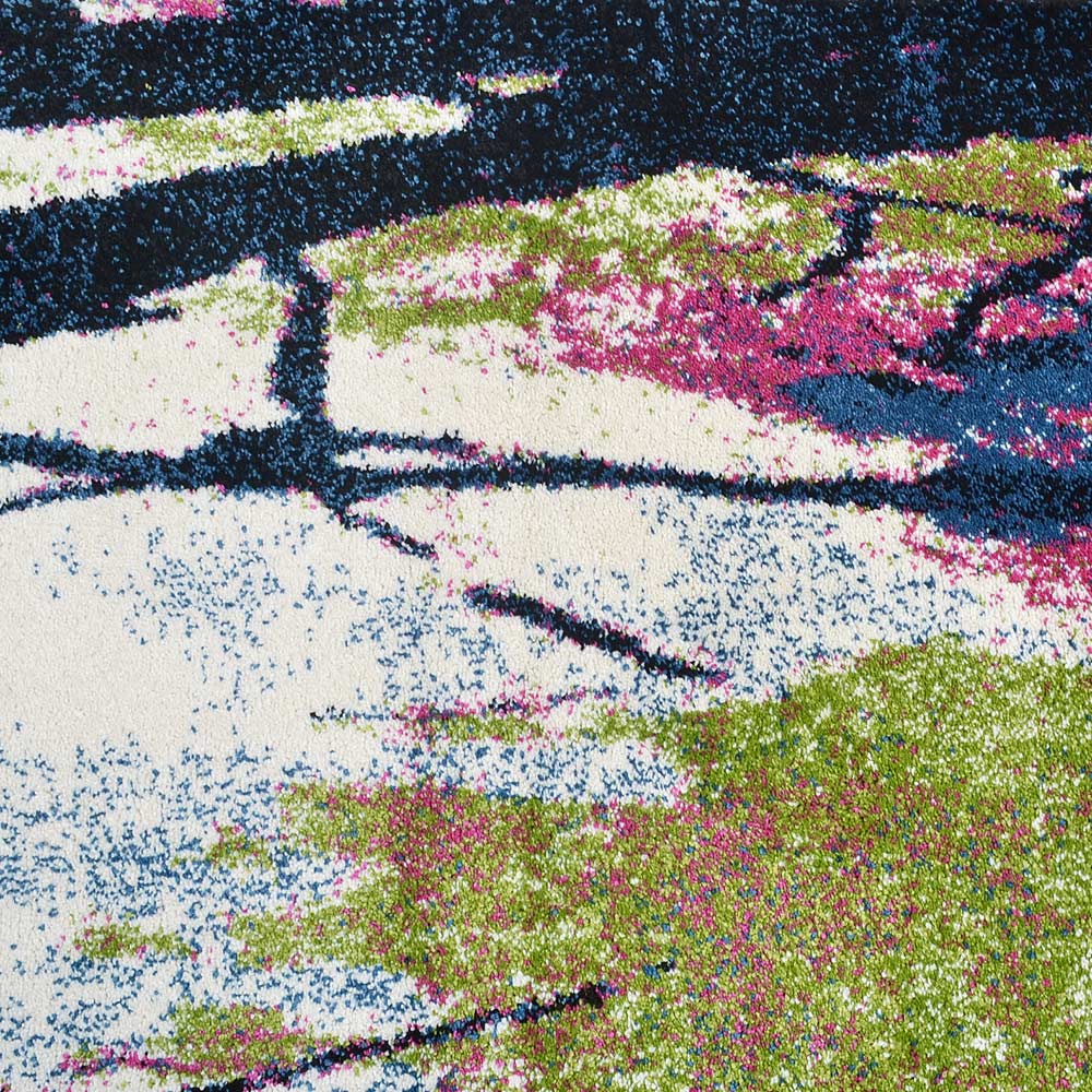 Machine Woven Heatset Polypropylene Area Rug Floral Multicolor M00008