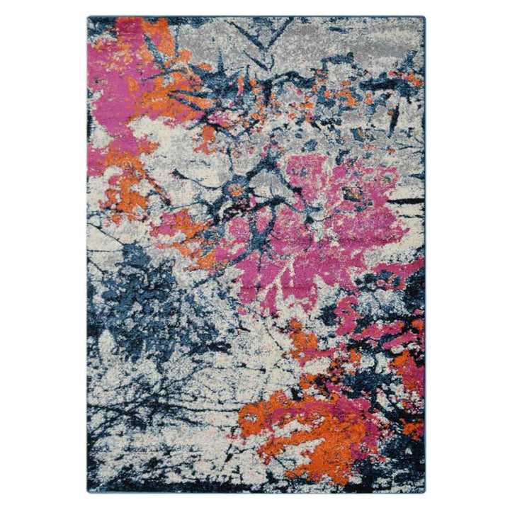 Machine Woven Heatset Polypropylene Area Rug Floral Orange M00009