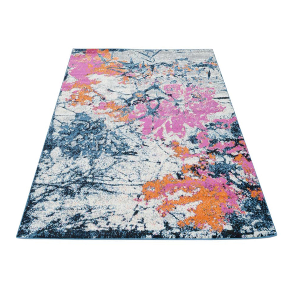 Machine Woven Heatset Polypropylene Area Rug Floral Orange M00009