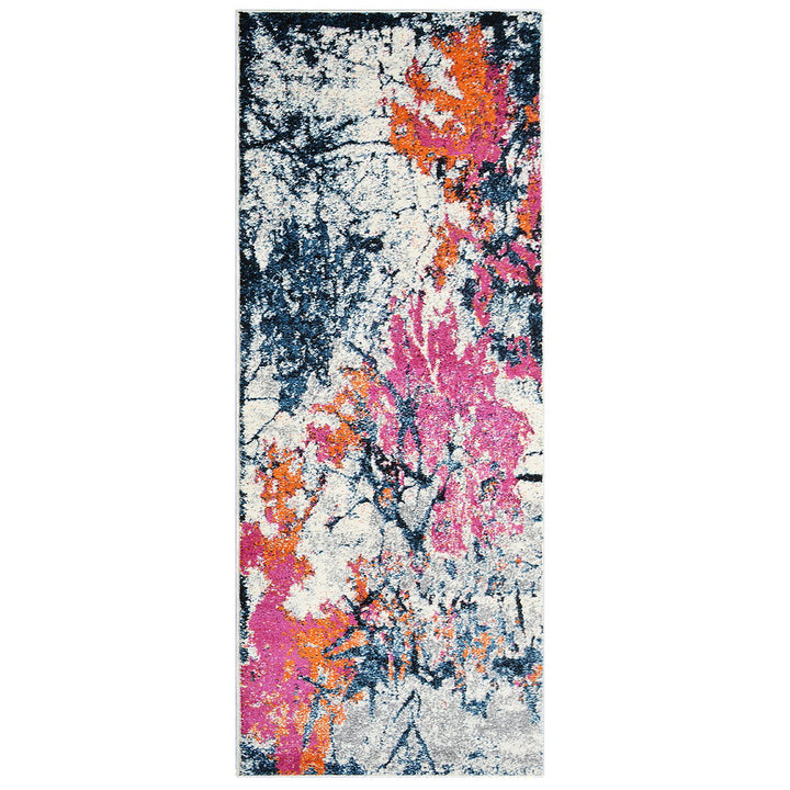 Machine Woven Heatset Polypropylene Area Rug Floral Orange M00009