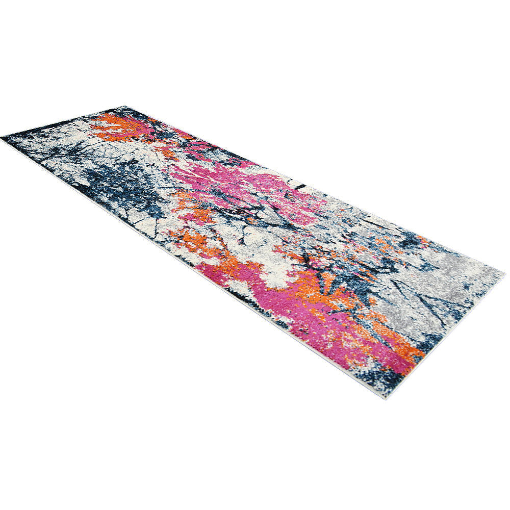 Machine Woven Heatset Polypropylene Area Rug Floral Orange M00009