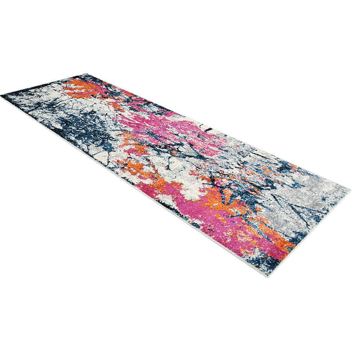 Machine Woven Heatset Polypropylene Area Rug Floral Orange M00009