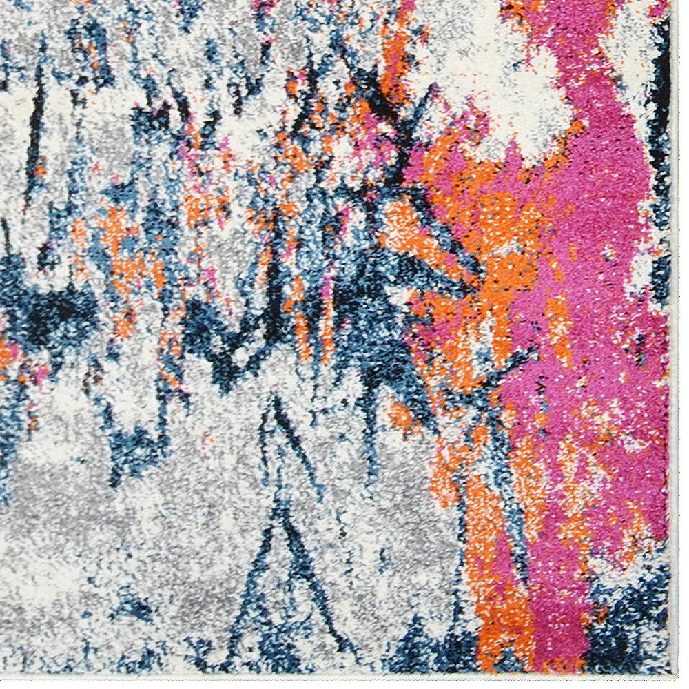Machine Woven Heatset Polypropylene Area Rug Floral Orange M00009