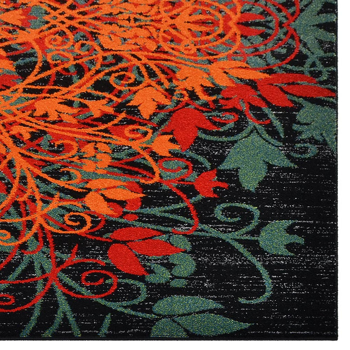 Machine Woven Heatset Polypropylene Area Rug Floral Multicolor M00012