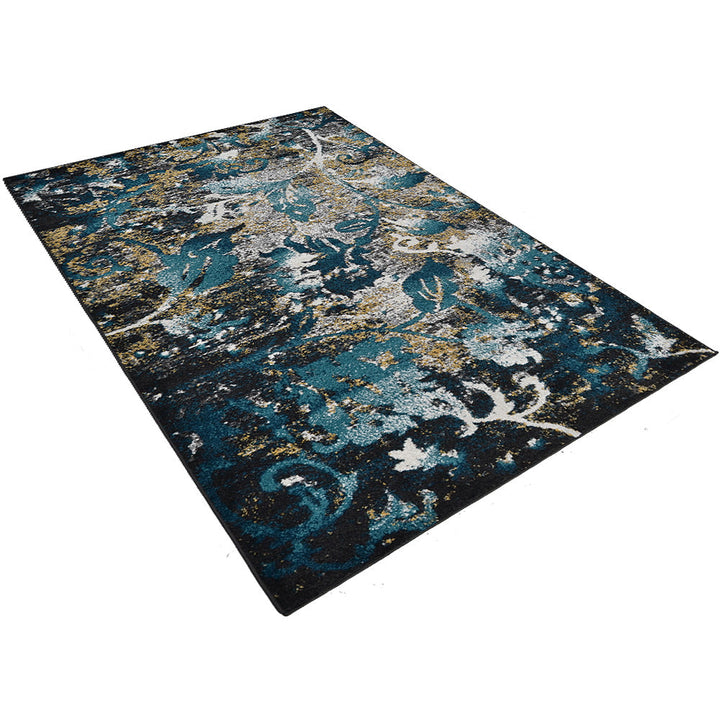 Machine Woven Heatset Polypropylene Area Rug Floral Blue M00014
