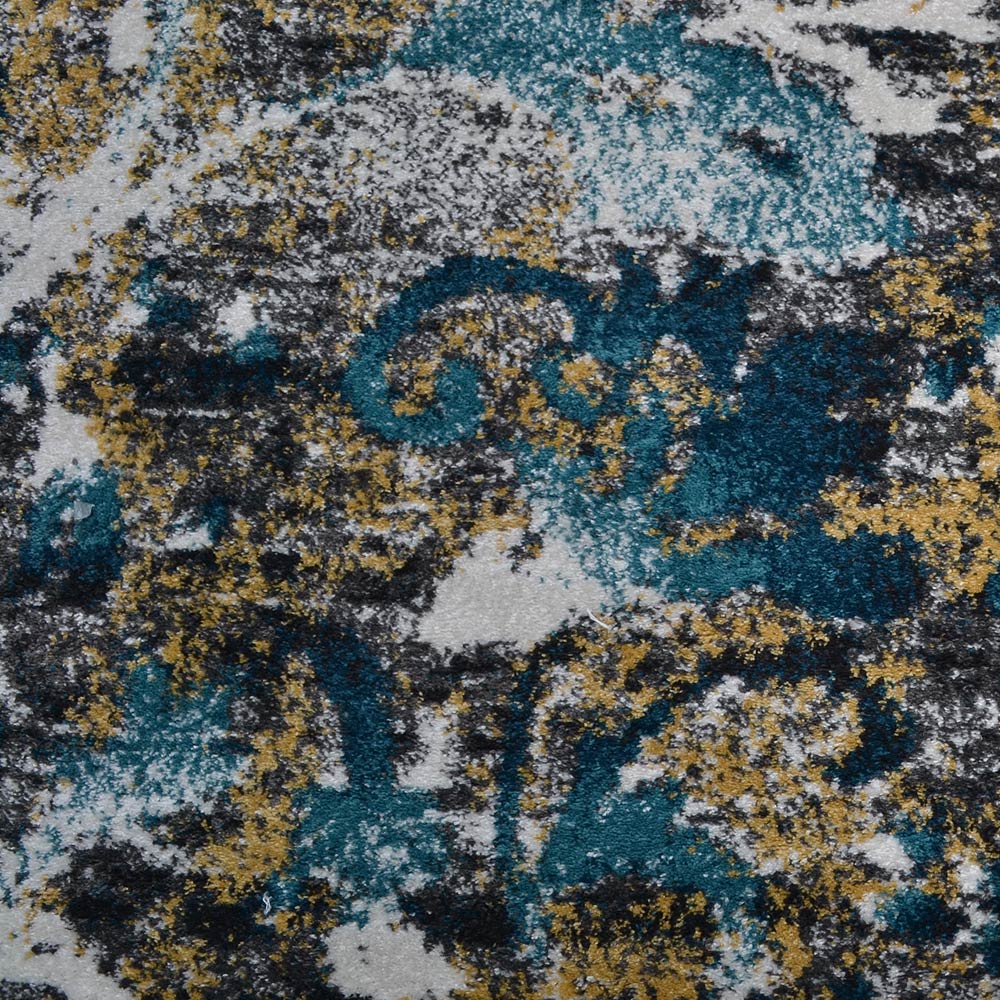 Machine Woven Heatset Polypropylene Area Rug Floral Blue M00014