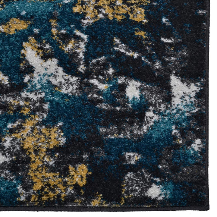Machine Woven Heatset Polypropylene Area Rug Floral Blue M00014