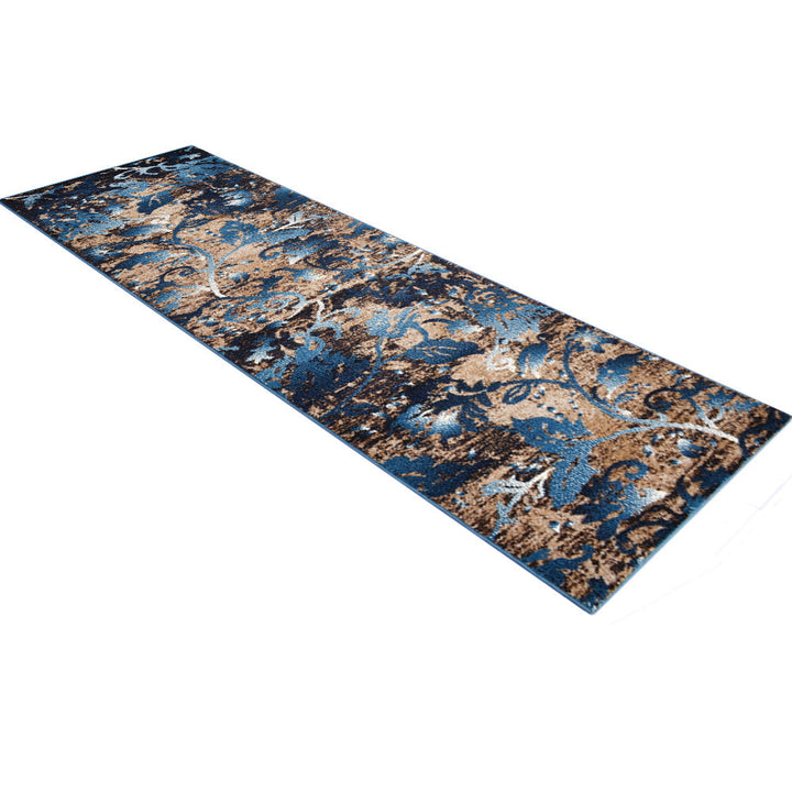 Machine Woven Heatset Polypropylene Area Rug Floral Blue M00014