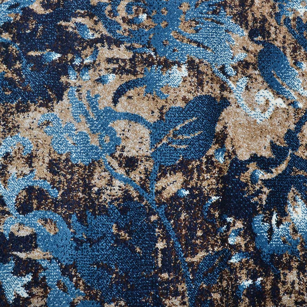 Machine Woven Heatset Polypropylene Area Rug Floral Blue M00014